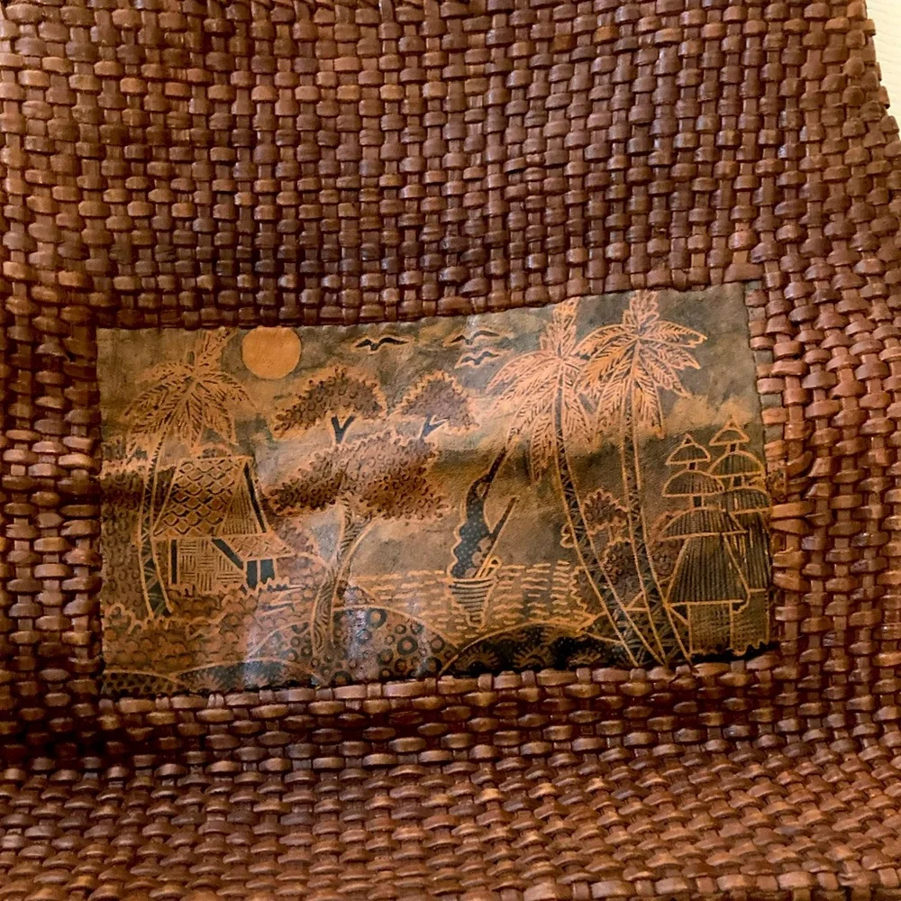 Weaved All-Leather Tote Bag - Boho Inspired - Picture 4 of 8